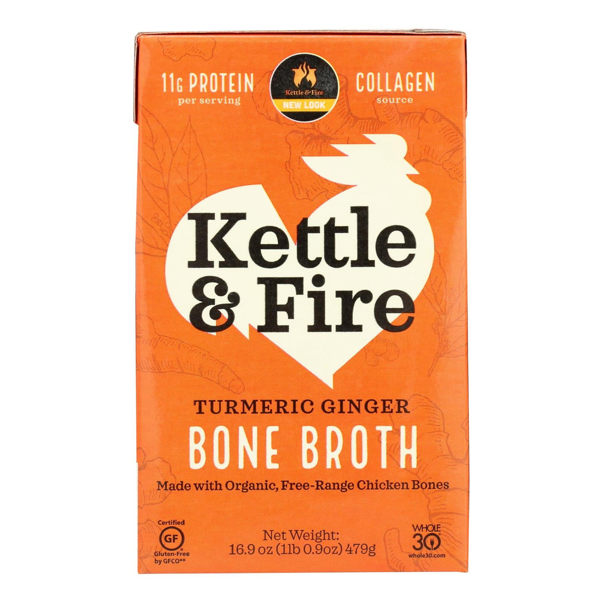 Kettle & Fire Turmeric Ginger Chicken Bone Broth, 16.9 oz (Case of 6)
