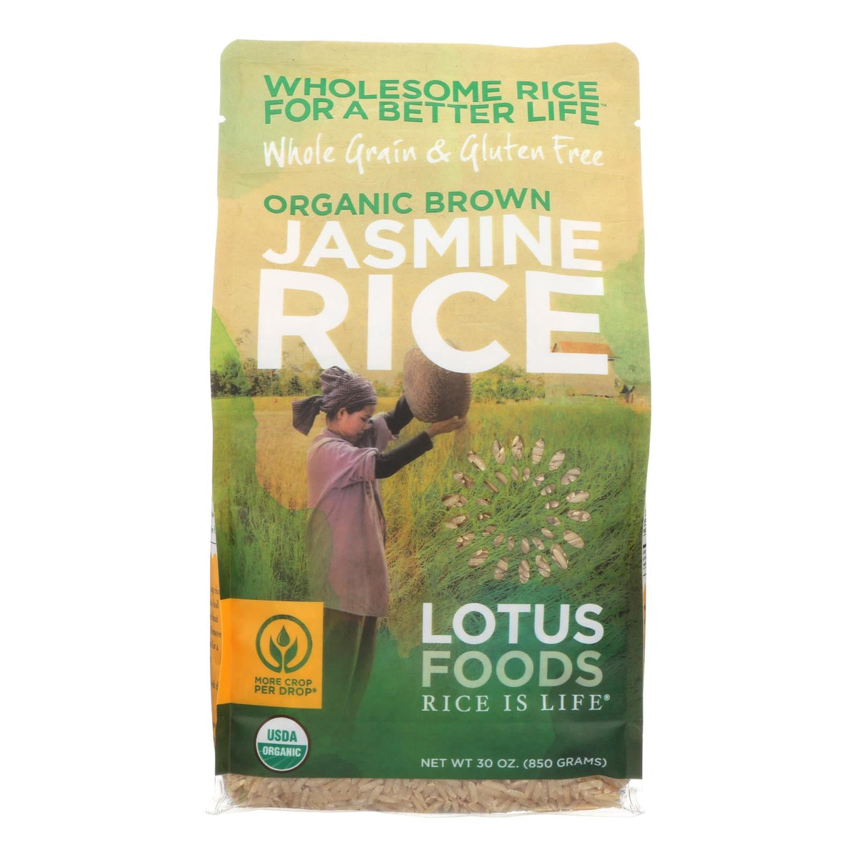 Lotus Foods Organic Brown Jasmine Rice, 30 oz (Case of 6)