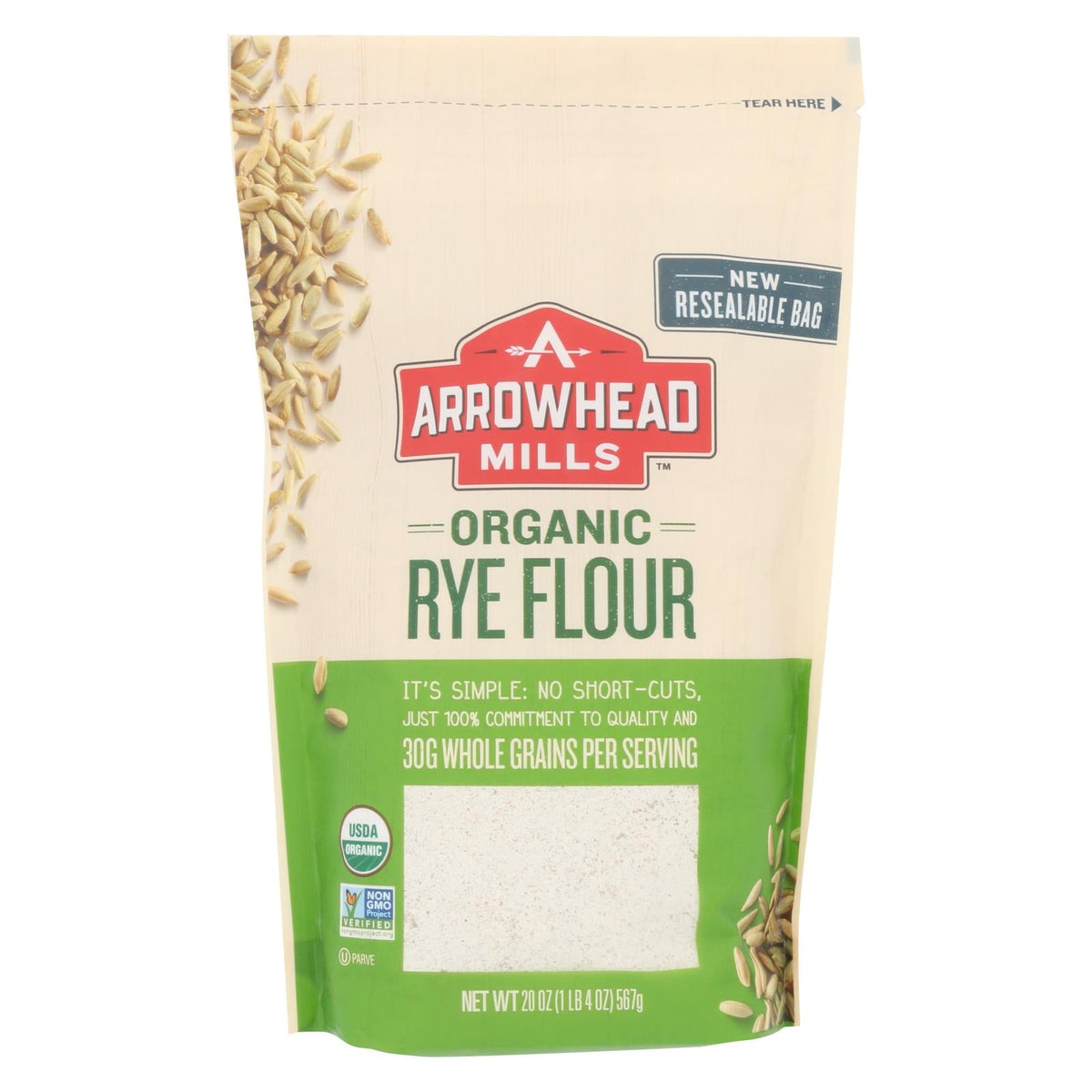 Arrowhead Mills Organic Rye Flour, 20 oz (Case of 6)