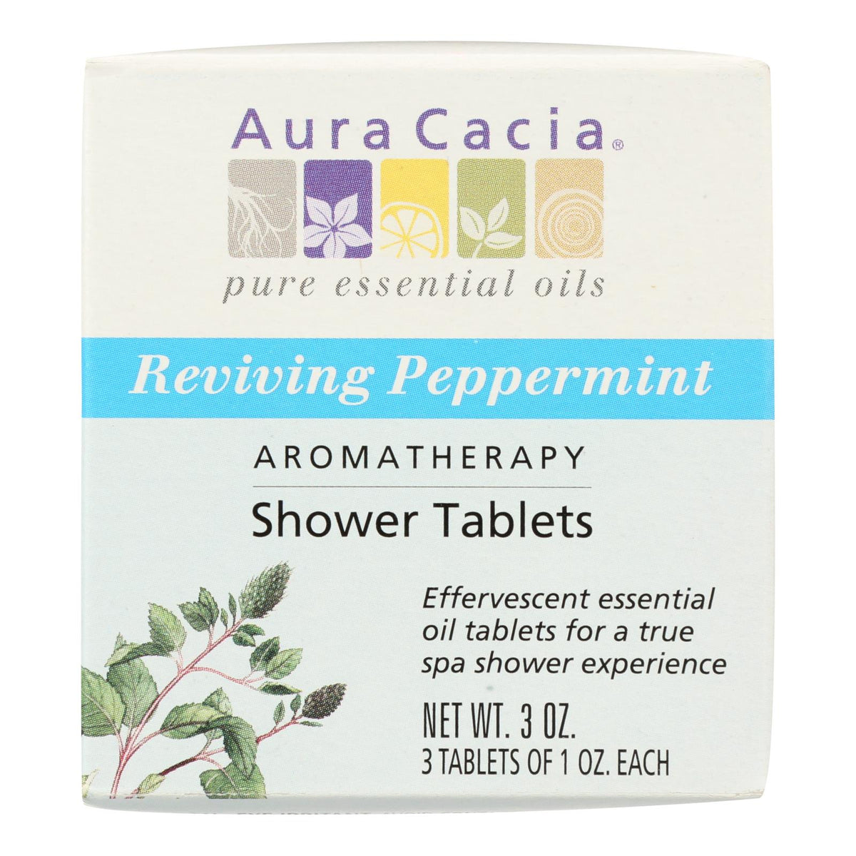 Aura Cacia Reviving Aromatherapy Shower Tablets, Peppermint (Case of 3)