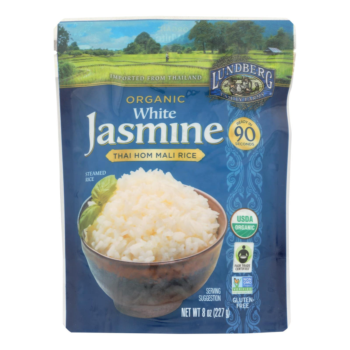 Lundberg Family Farms Organic White Jasmine Thai Rice, 8 oz (Case of 6)