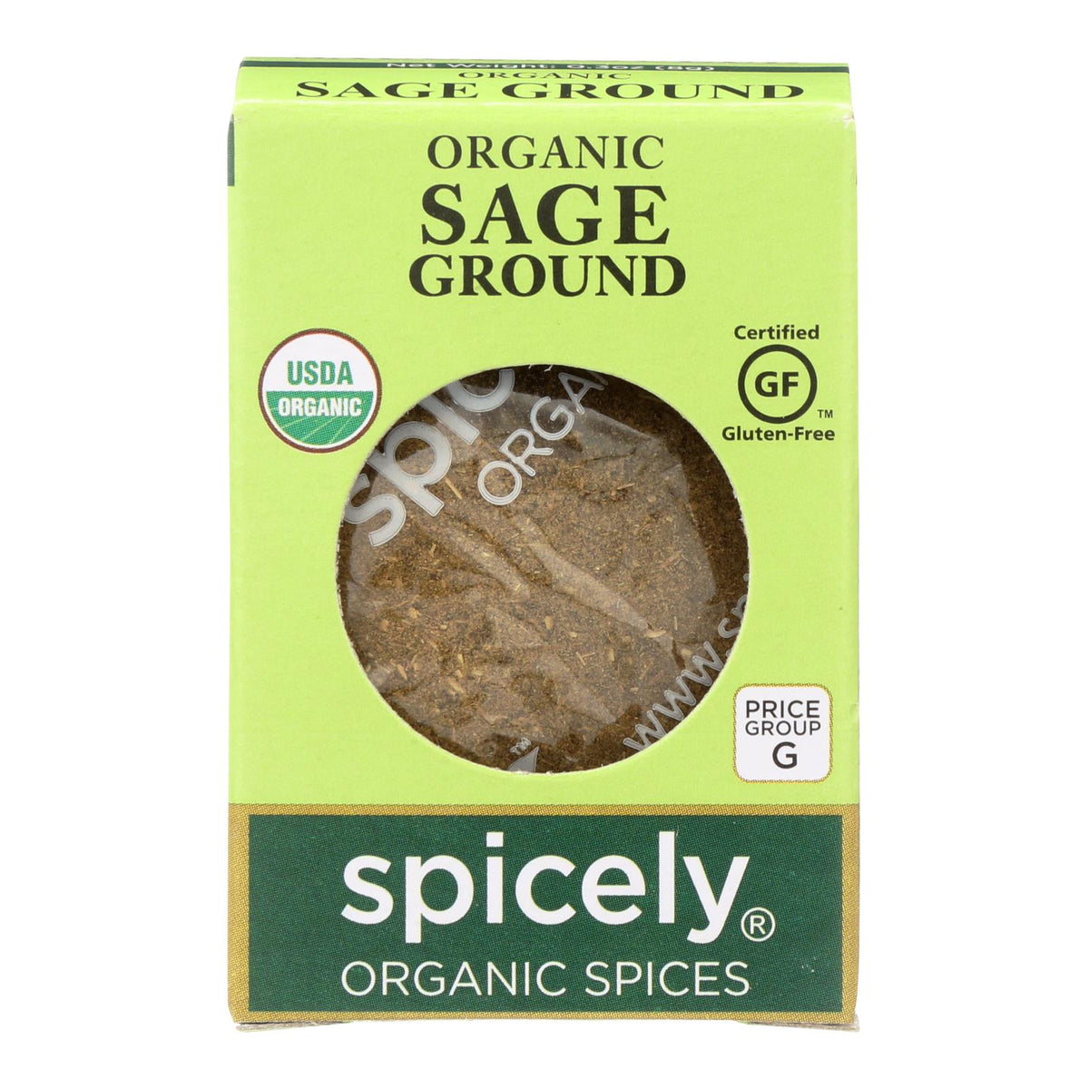 Spicely Organics Organic Ground Sage, 0.3 oz (Case of 6)