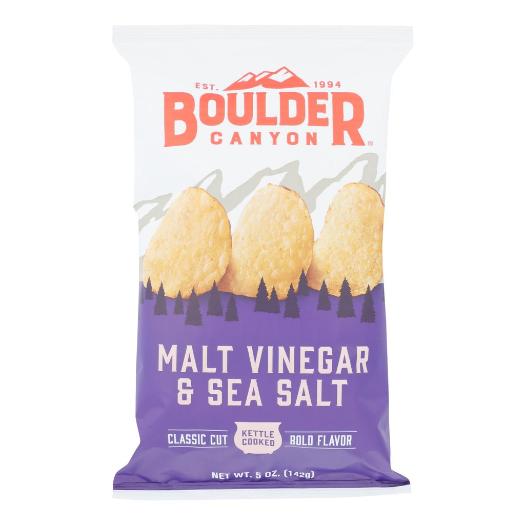 Boulder Canyon Kettle Chips Malt Vinegar and Sea Salt (Pack of 12 - 5 Oz.)
