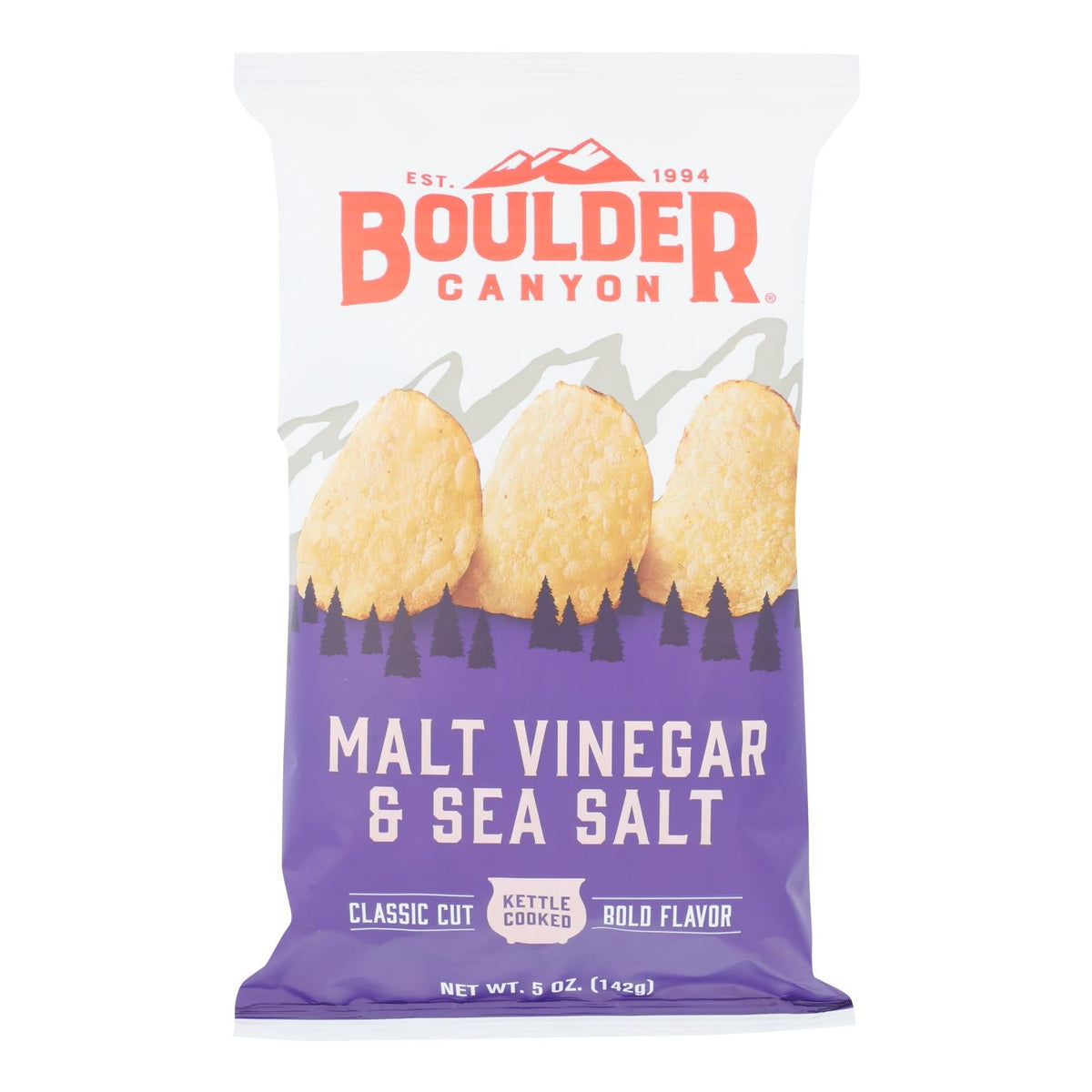 Boulder Canyon Kettle Chips Malt Vinegar and Sea Salt (Pack of 12 - 5 Oz.)