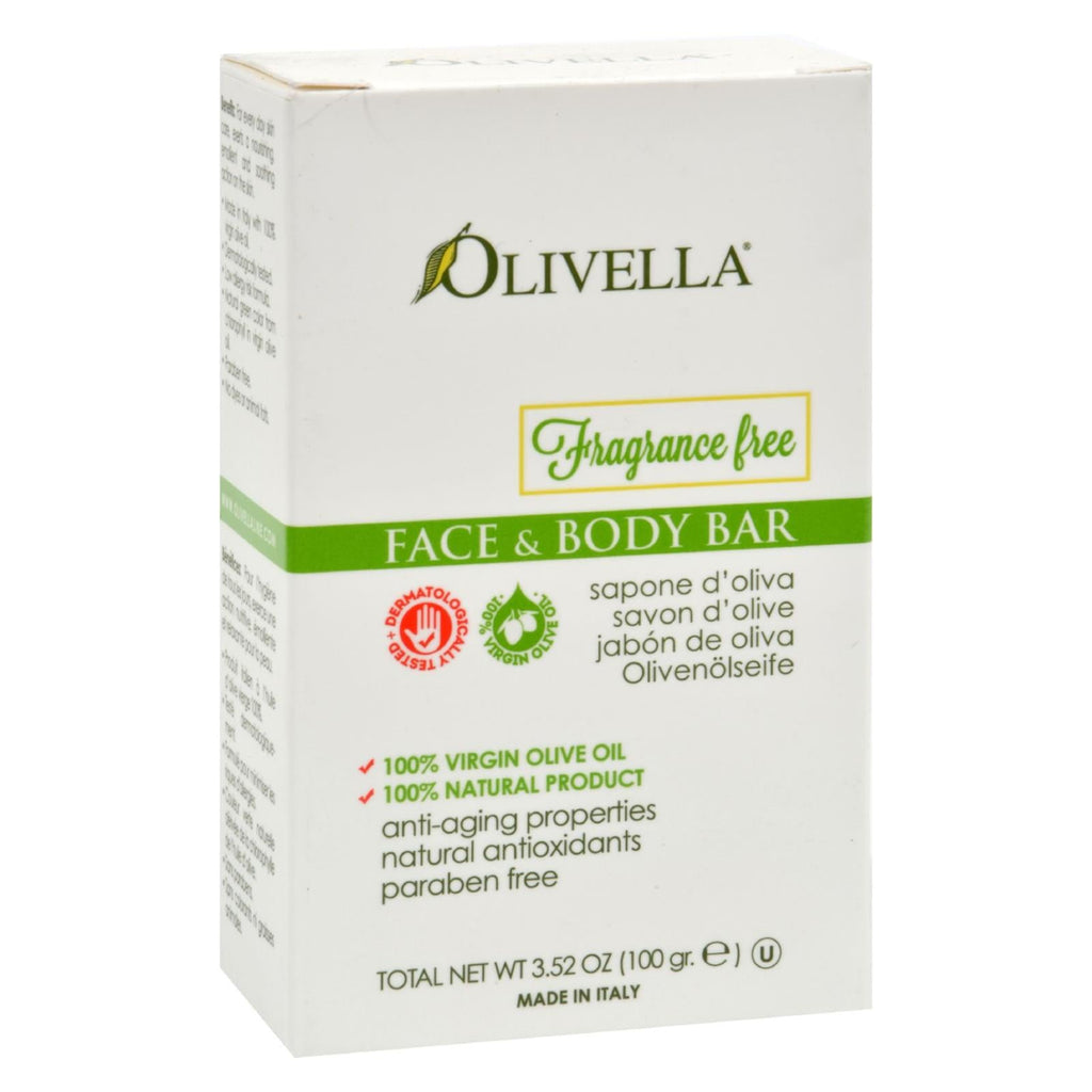 Olivella Fragrance Free Face & Body Bar, 3.52 oz