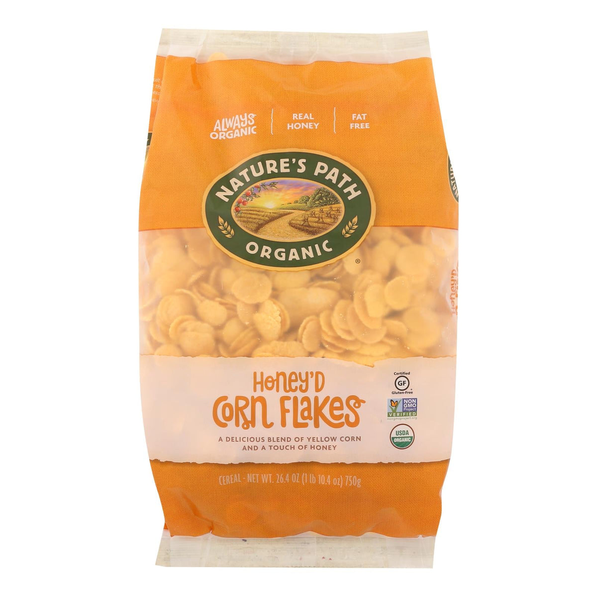 Nature's Path Organic Honey'd Corn Flakes Cereal (Pack of 6 - 26.4 Oz.)