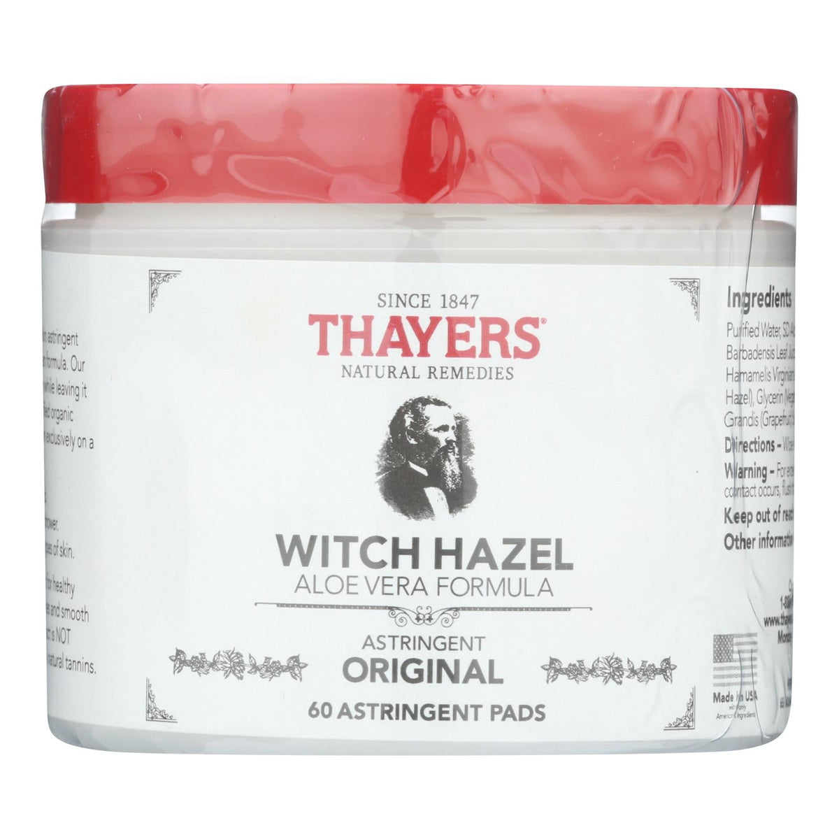 Thayers Witch Hazel with Aloe Vera (Pack of 60 Pads)
