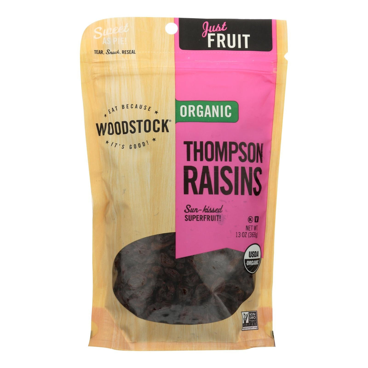 Woodstock Organic Unsweetened Raisins, 13 oz (Case of 8)