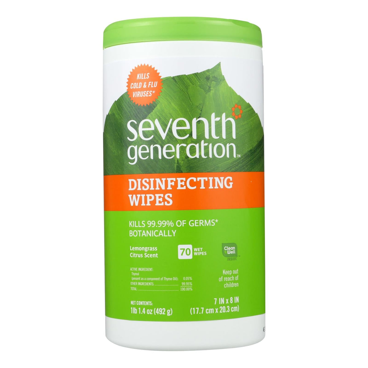 Seventh Generation Lemongrass & Citrus Disinfecting Wipes, 70 ct (Case of 6)