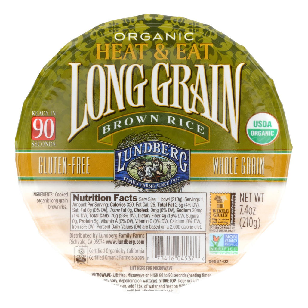 Lundberg Family Farms Organic Long Grain Brown Rice (Pack of 12 - 7.4 Oz.)