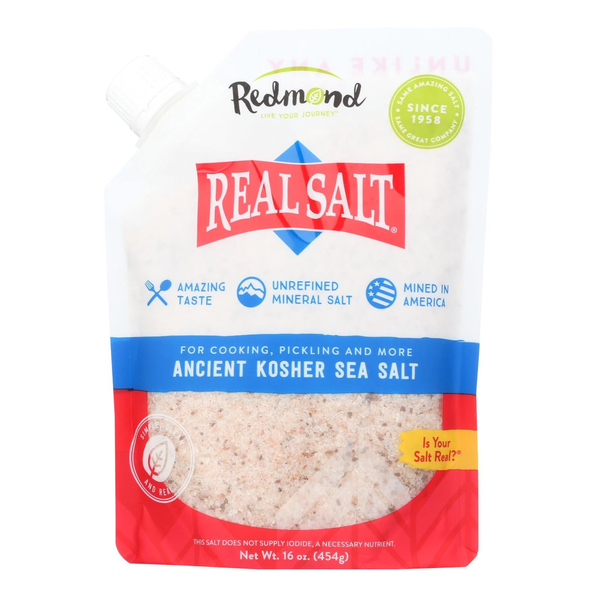 Real Salt Gourmet Kosher Sea Salt, 16 oz (Case of 6)
