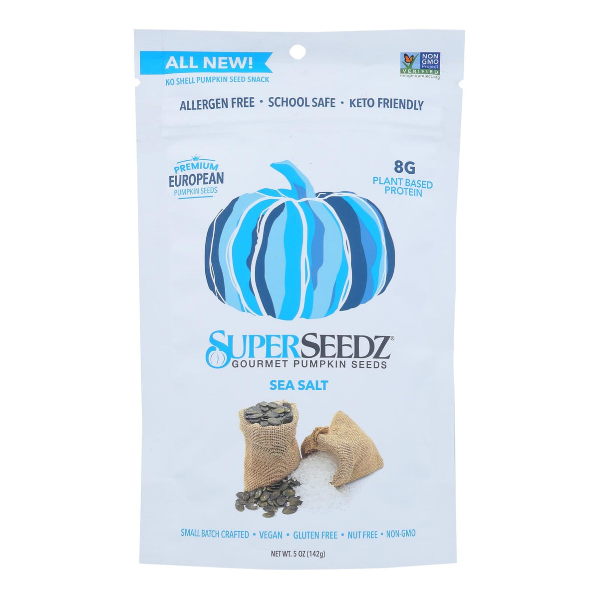 SuperSeedz Sea Salt Gourmet Pumpkin Seeds, 5 oz (Case of 6)