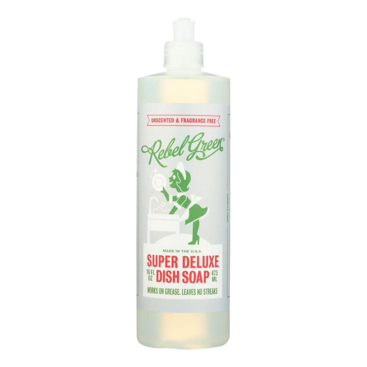 Rebel Green Unscented Dish Soap (Pack of 4 - 16 Fl Oz. Each) Deluxe