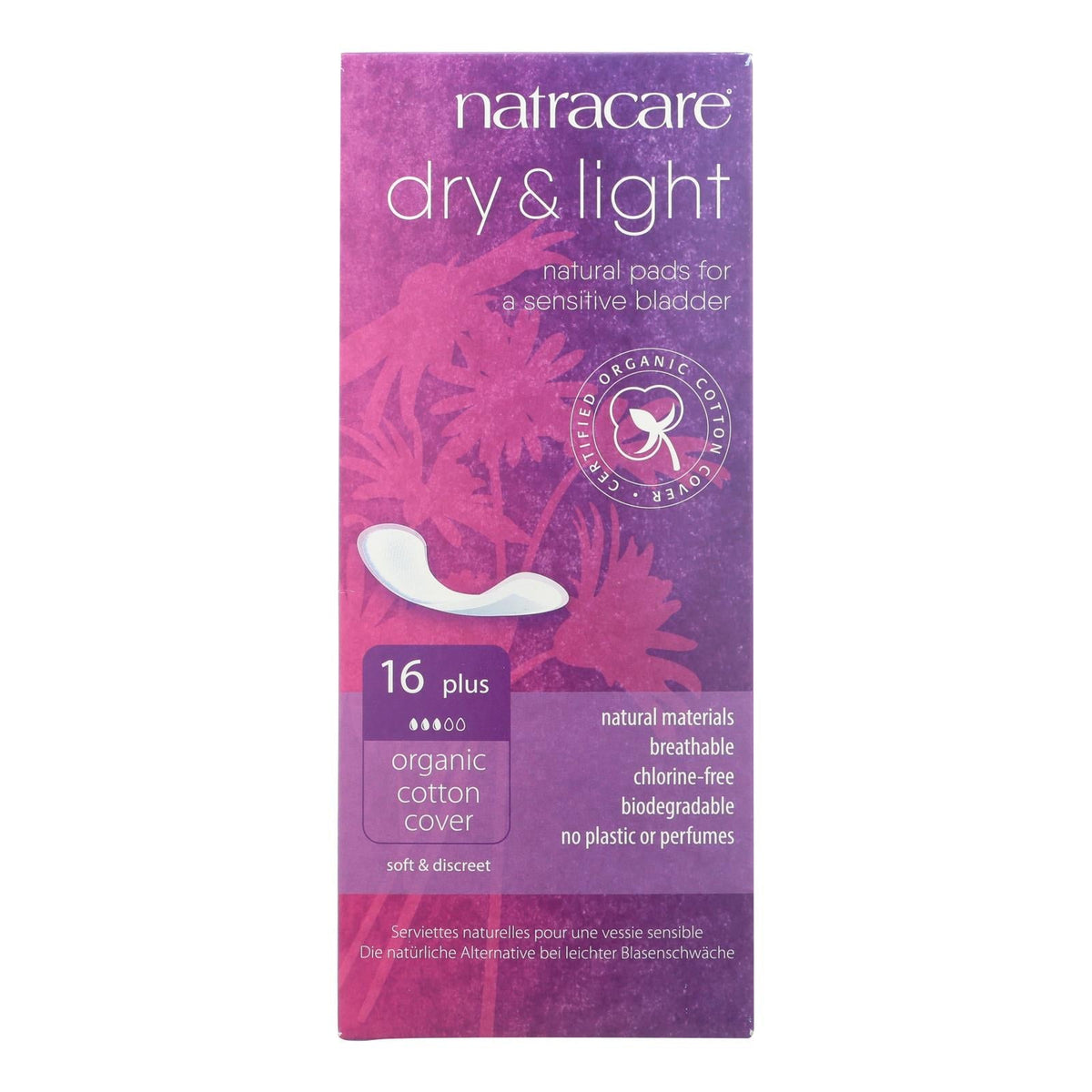 Natracare Dry & Light Plus Pads, 16 ct