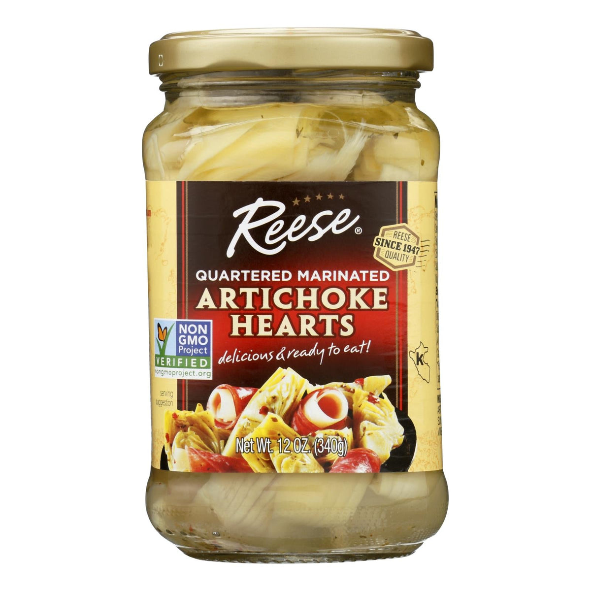 Reese Quartered Marinated Artichoke Hearts, 12 oz (Case of 12)