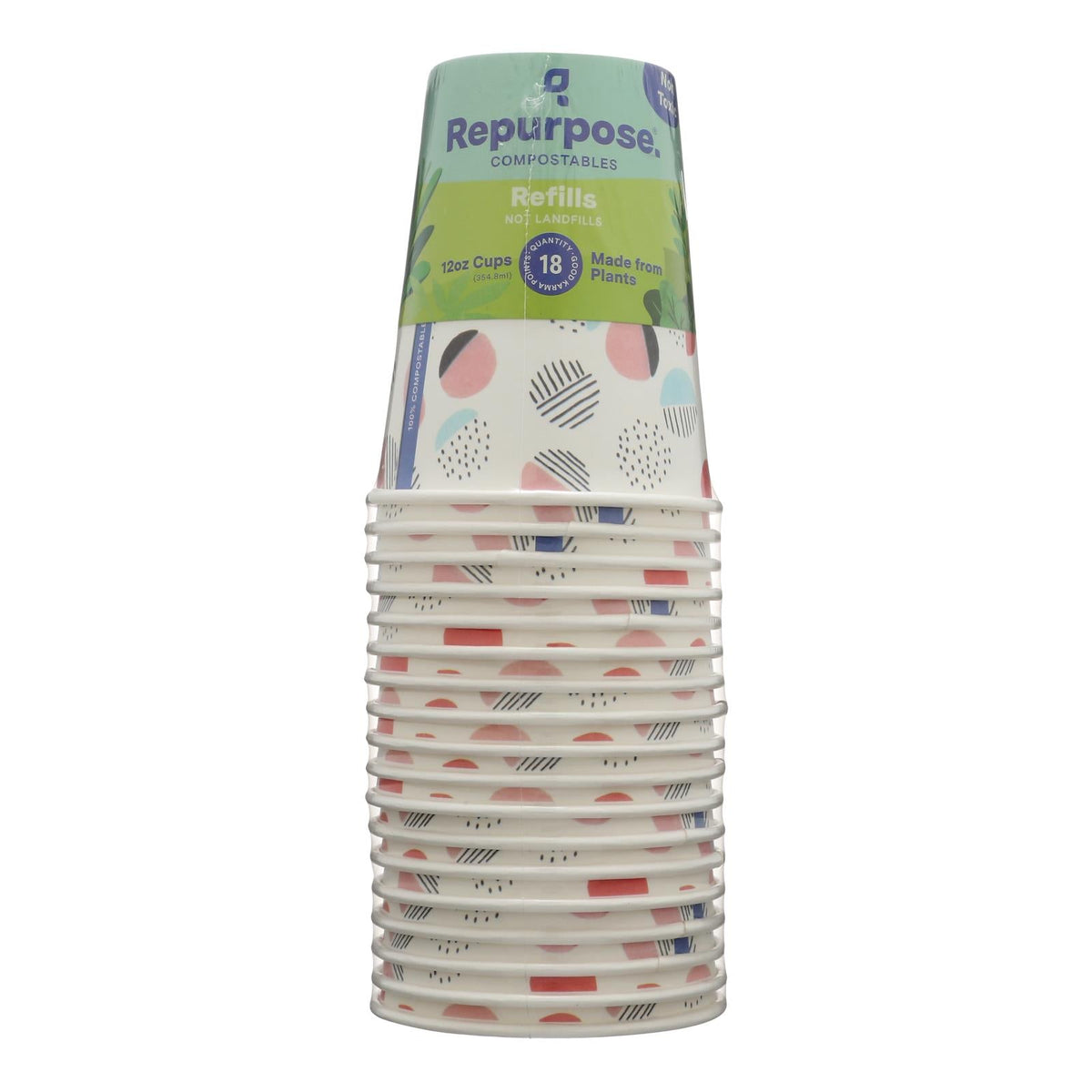 Repurpose Compostable Cups, 12 oz, 18 ct (Case of 12)