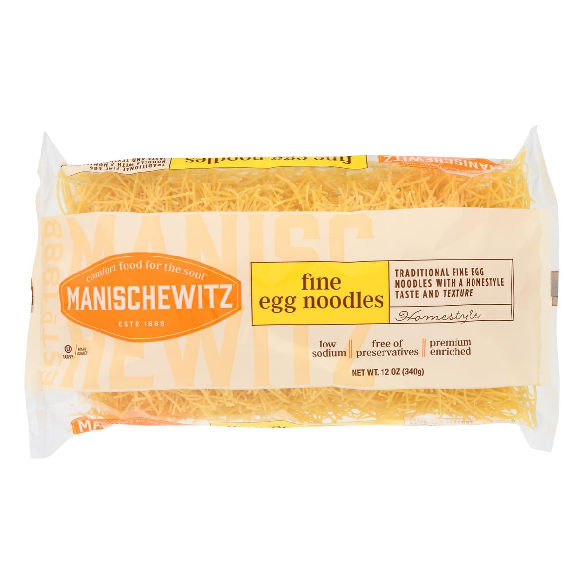 Manischewitz Fine Egg Noodles, 12 oz (Case of 12)