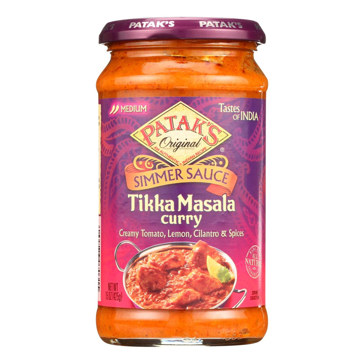 Patak's Tikka Masala Curry Simmer Sauce, Medium, 15 oz (Case of 6)