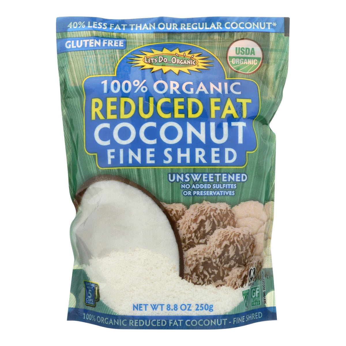 Let's Do Organics Organic Lite Shredded Coconut (Pack of 12 - 8.8 Oz.)