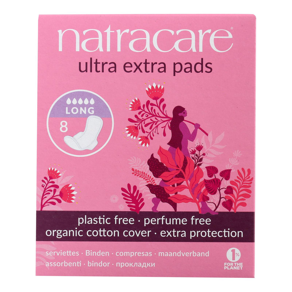 Natracare Ultra Extra Long Pads with Wings, 8 ct