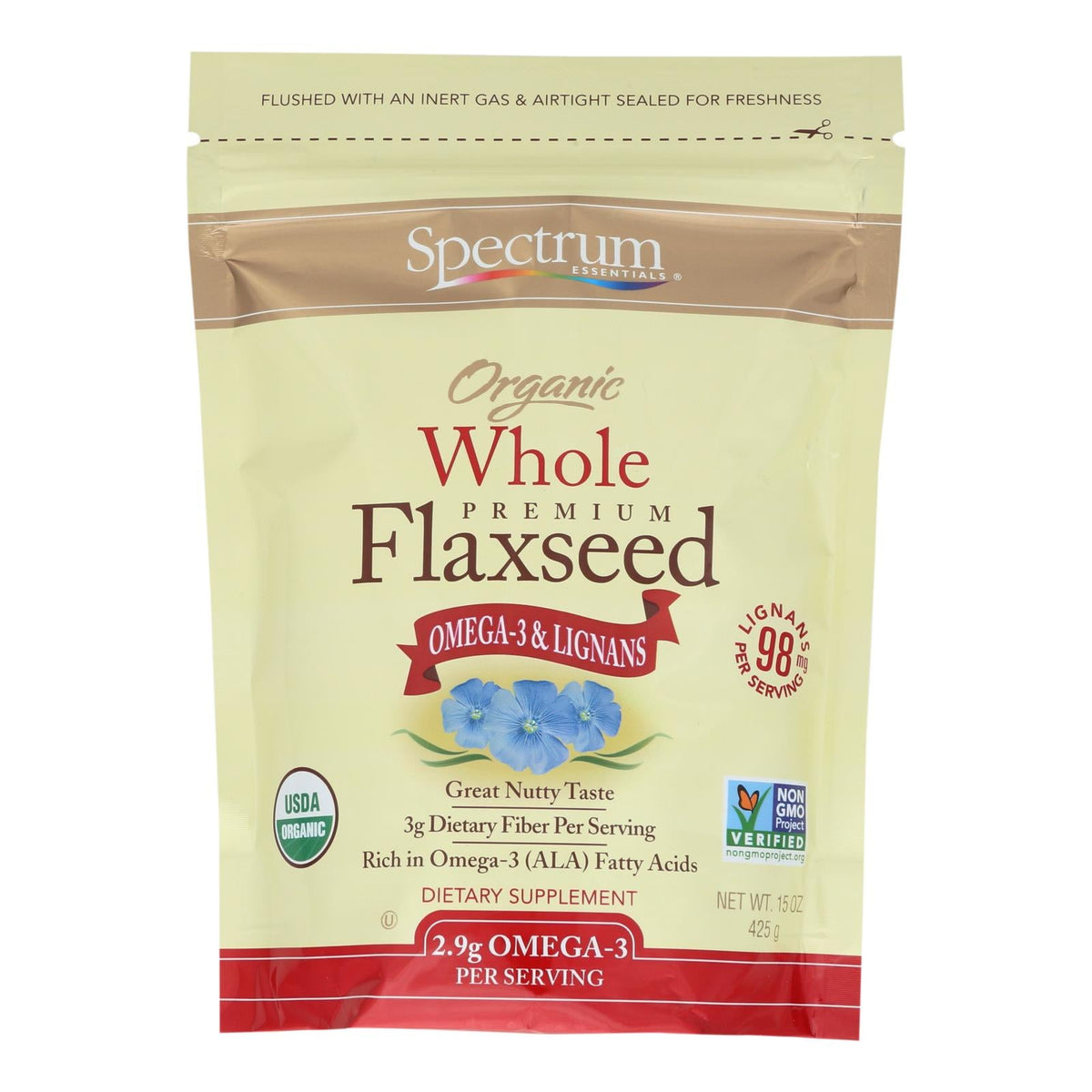 Spectrum Essentials Organic Whole Flaxseed, 15 oz