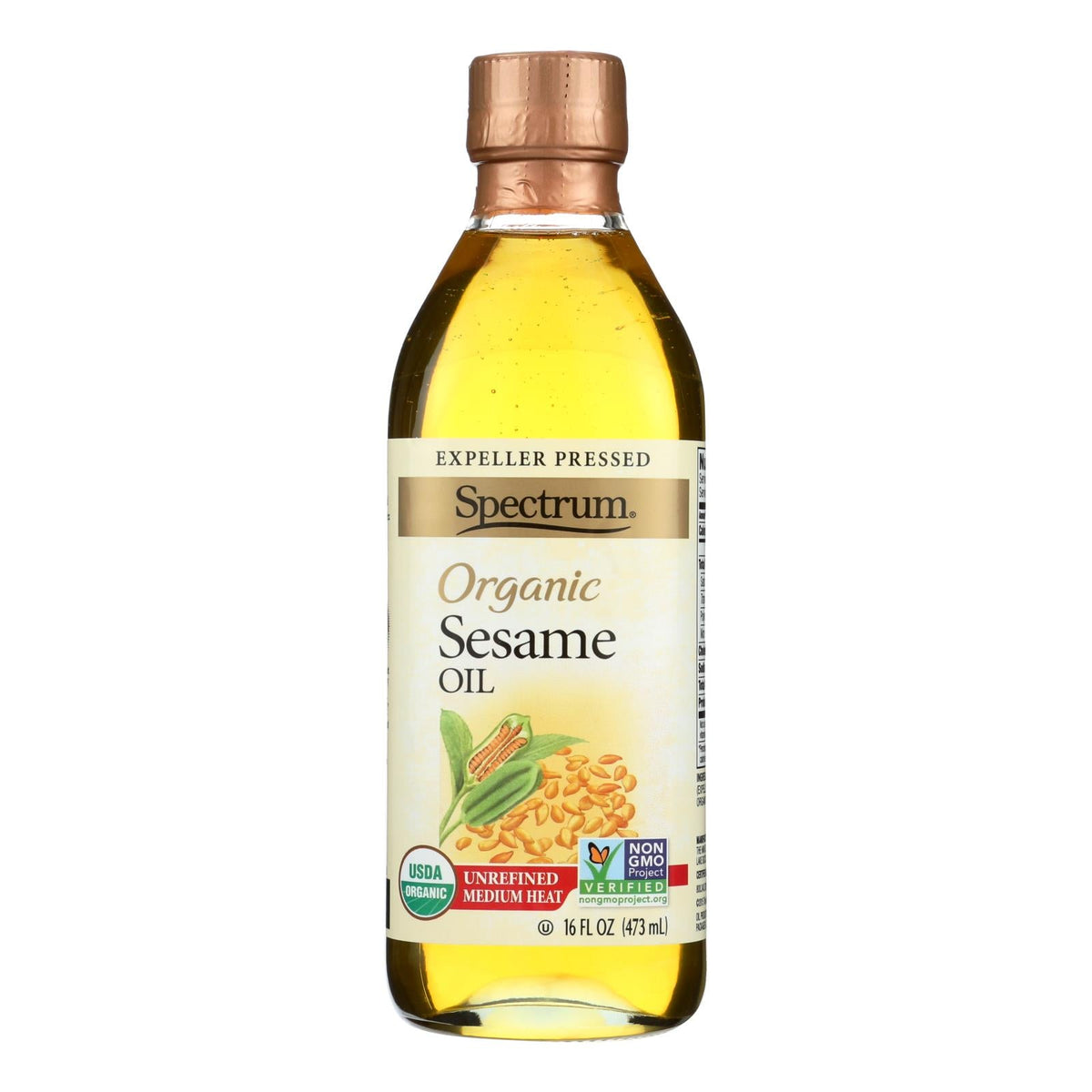 Spectrum Naturals Organic Unrefined Sesame Oil, 16 fl oz (Case of 12)