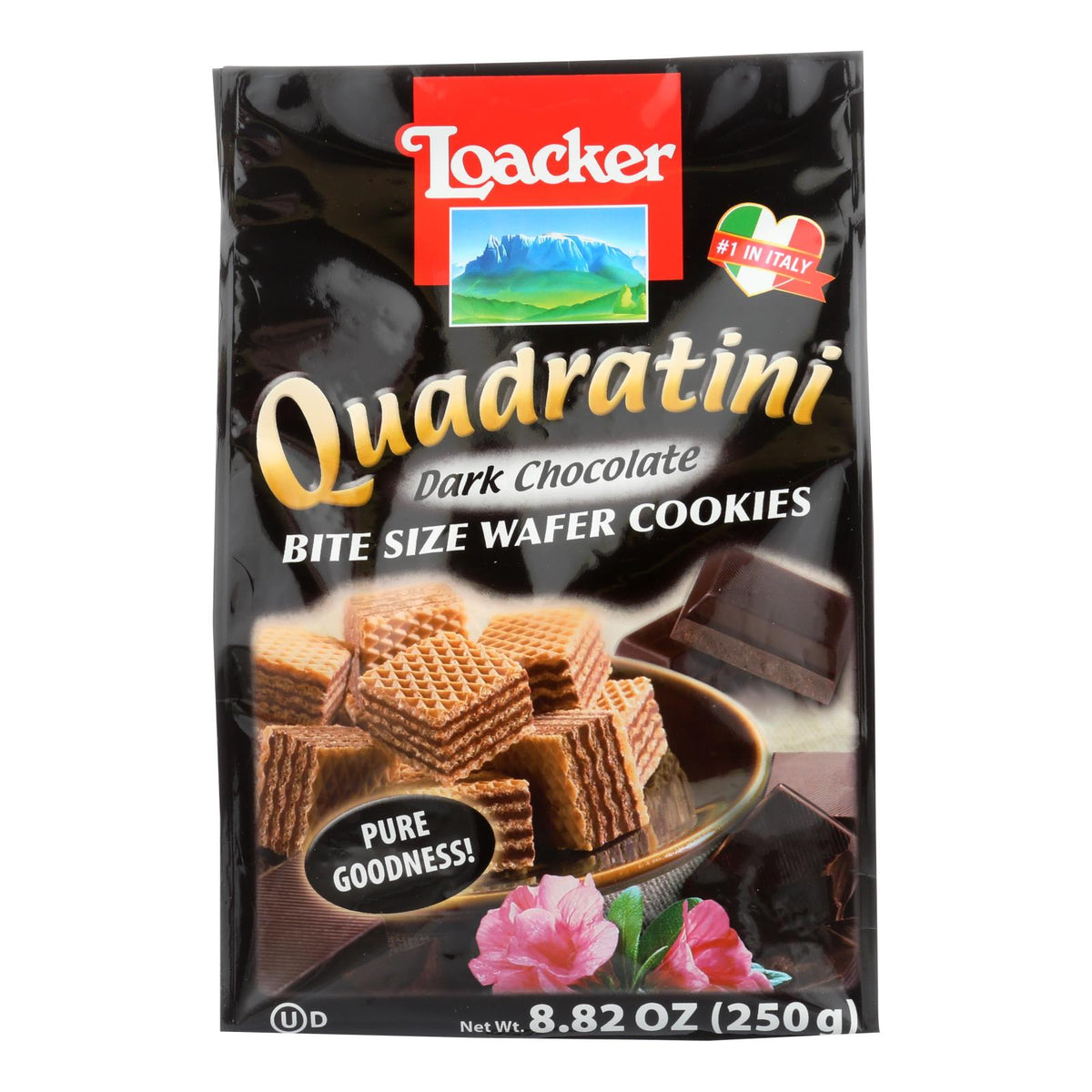 Loacker Quadratini Dark Chocolate Wafer Cookies (Pack of 6 - 8.82 Oz.)