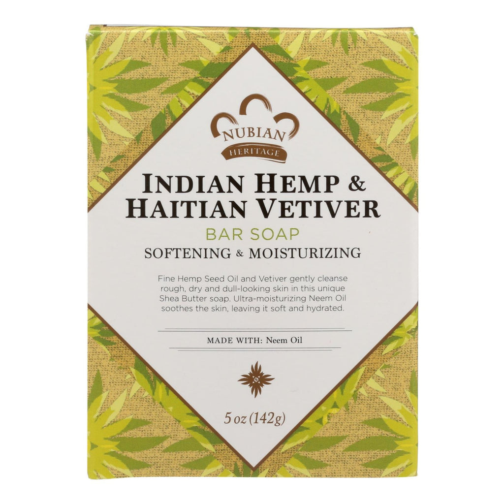 Nubian Heritage Indian Hemp & Haitian Vetiver Bar Soap, 5 oz