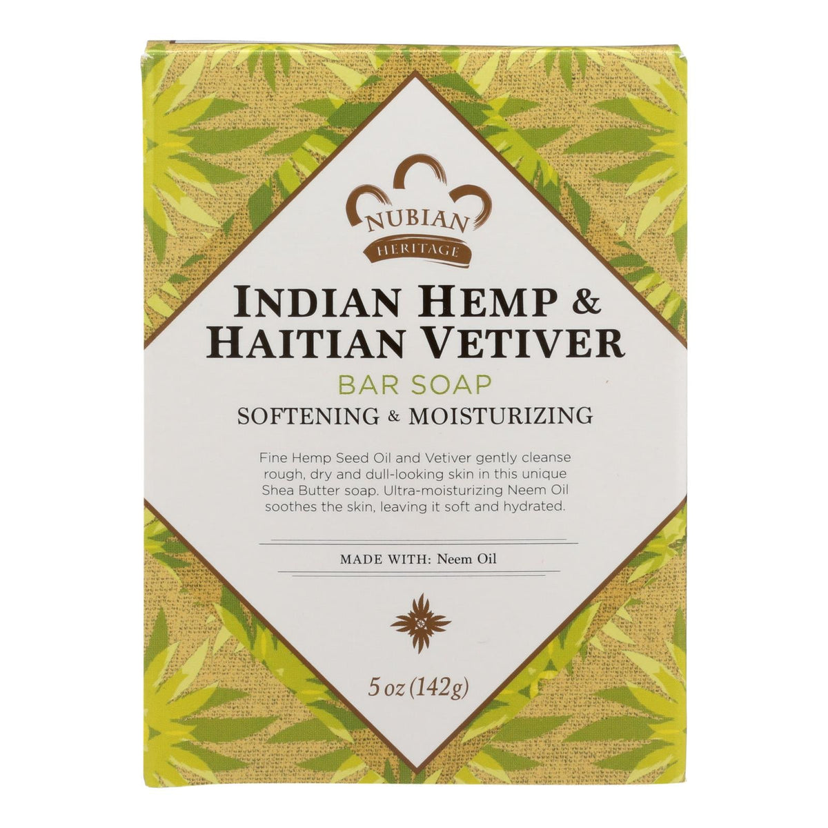 Nubian Heritage Indian Hemp & Haitian Vetiver Bar Soap, 5 oz