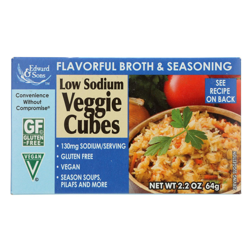 Edward & Sons Low Sodium Veggie Natural Bouillon Cubes, 2.2 oz (Case of 12)