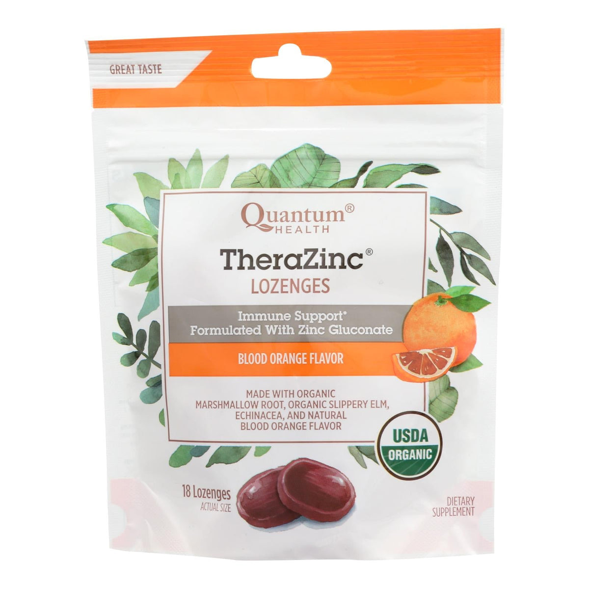 Quantum Health Thera-Zinc Lozenges, Blood Orange, 18 ct