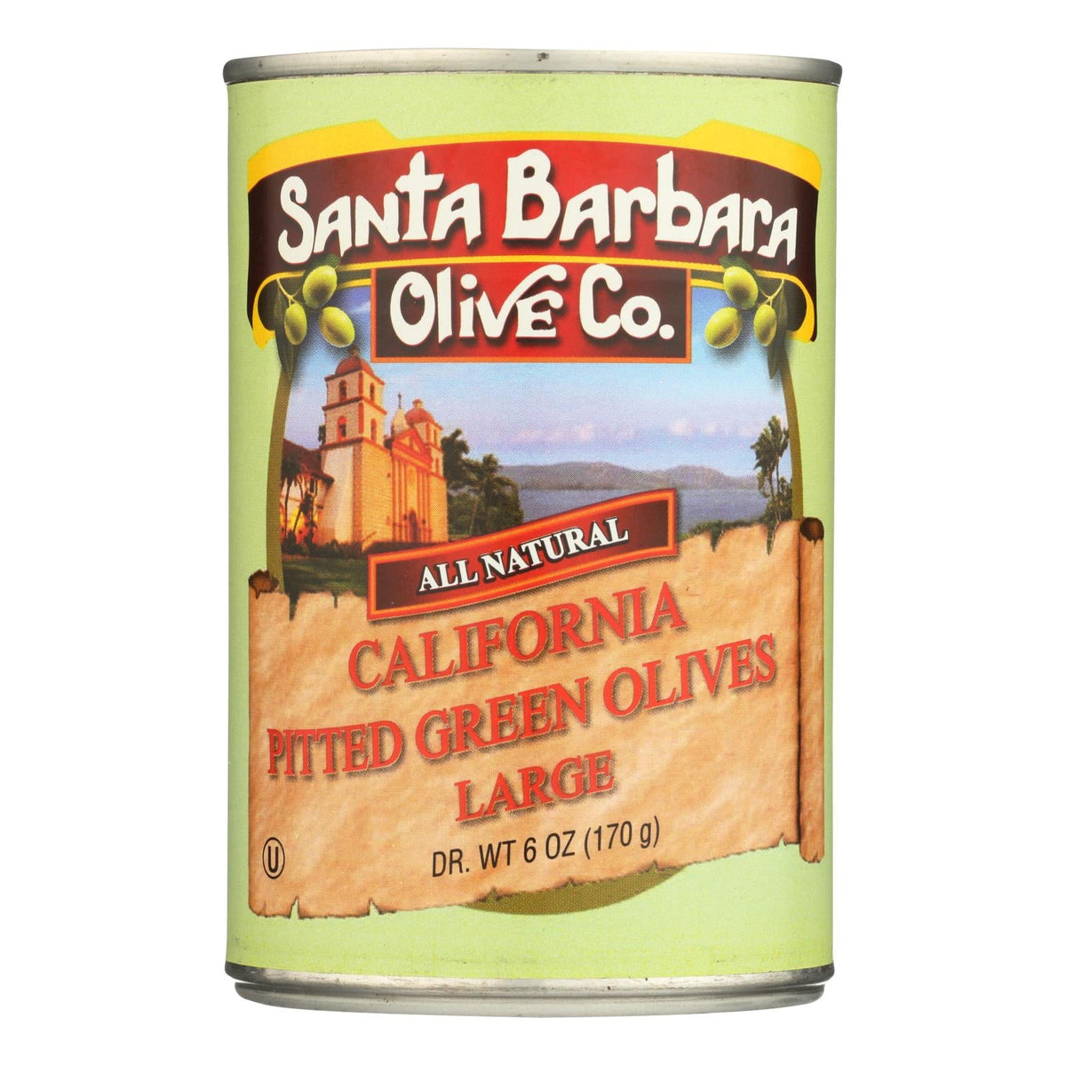 Santa Barbara California Green Olives (Pack of 12) - Pitted - 5.75 Oz.