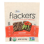 Flackers Organic Flax Seed Crackers, Savory, 5 oz (Case of 6)