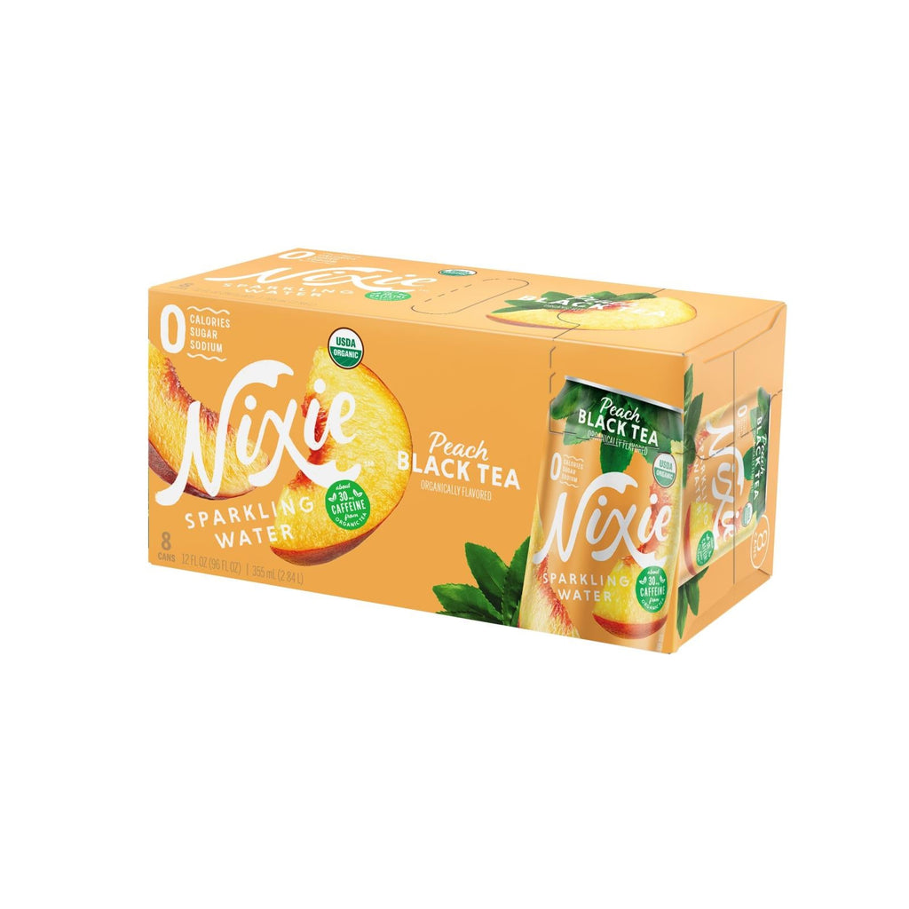 "Nixie Sparkling Water - Peach Flavored - 8oz, 12 Bottles/Case"