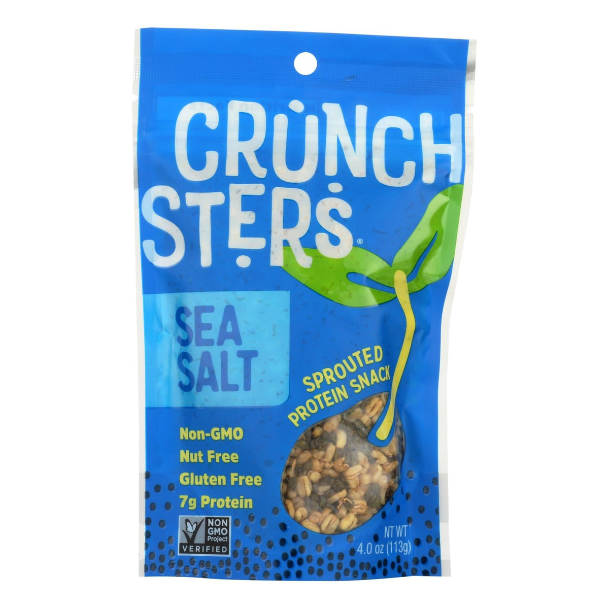 Crunchsters Sprouted Protein Snack, Sea Salt, 4 oz (Case of 6)