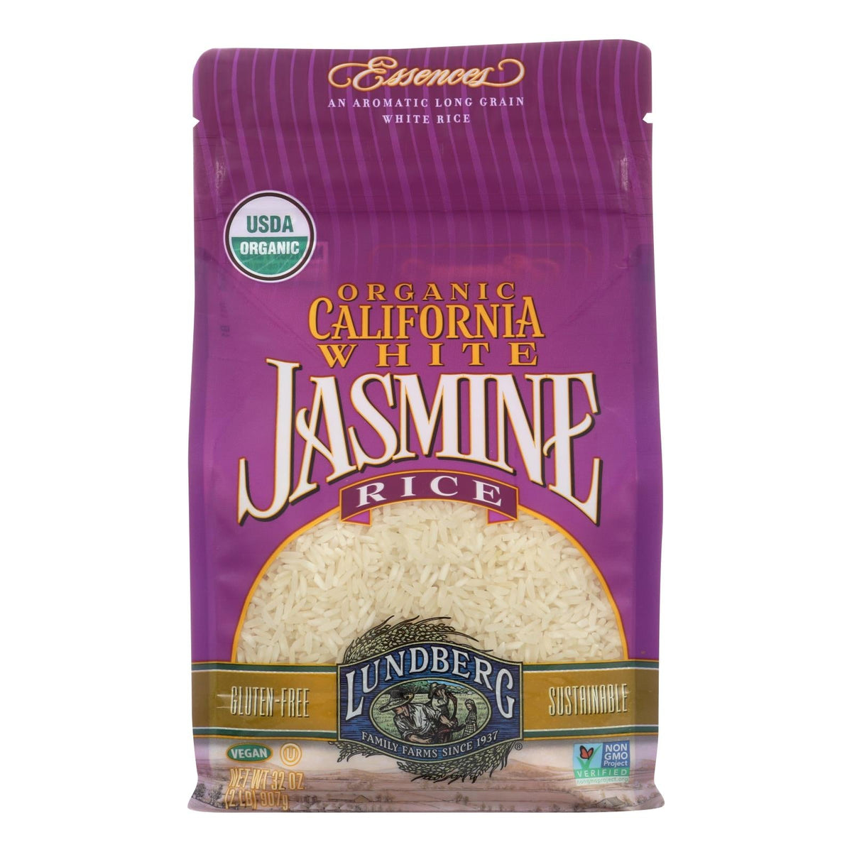 Lundberg Family Farms Organic California White Jasmine Rice, 2 lb (Case of 6)