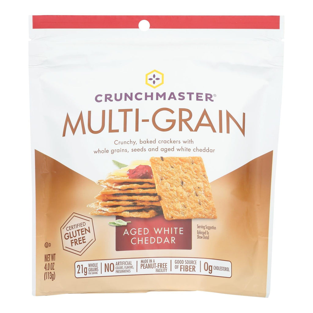 Crunchmaster White Cheddar Multigrain Crackers, 4 oz (Case of 12)