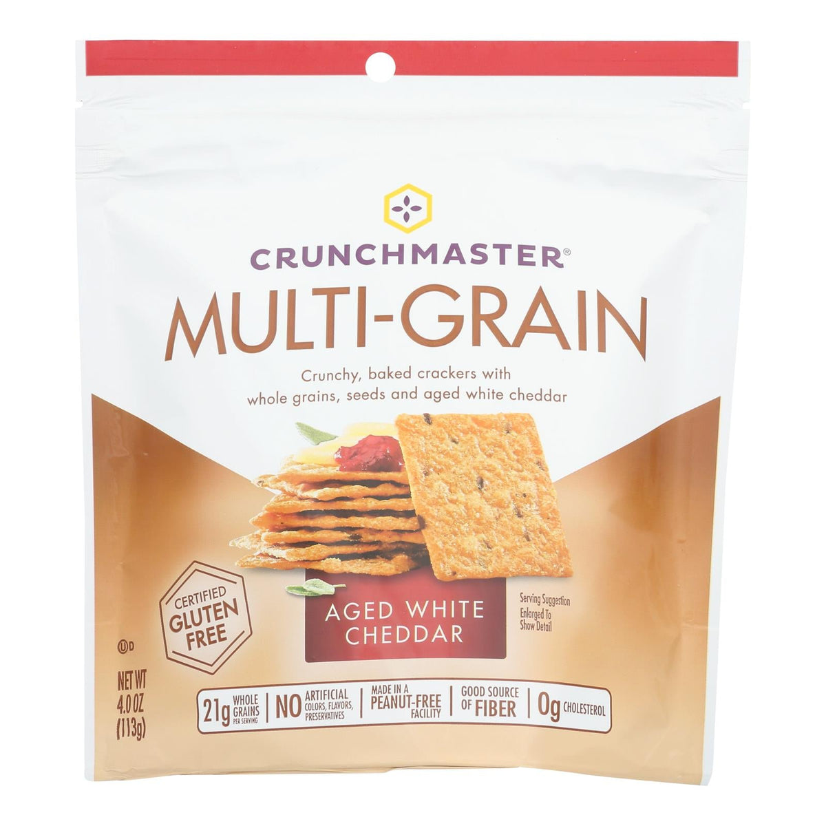 Crunchmaster White Cheddar Multigrain Crackers, 4 oz (Case of 12)