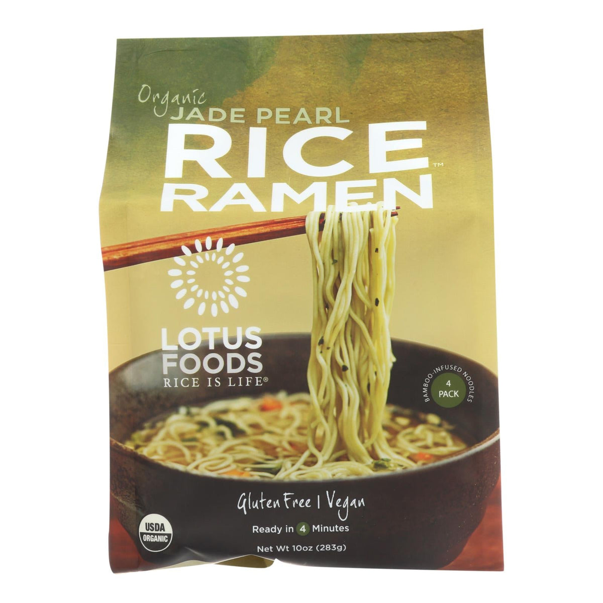 Lotus Foods Organic Jade Pearl Rice Ramen, 4 Cakes, 10 oz (Case of 6)