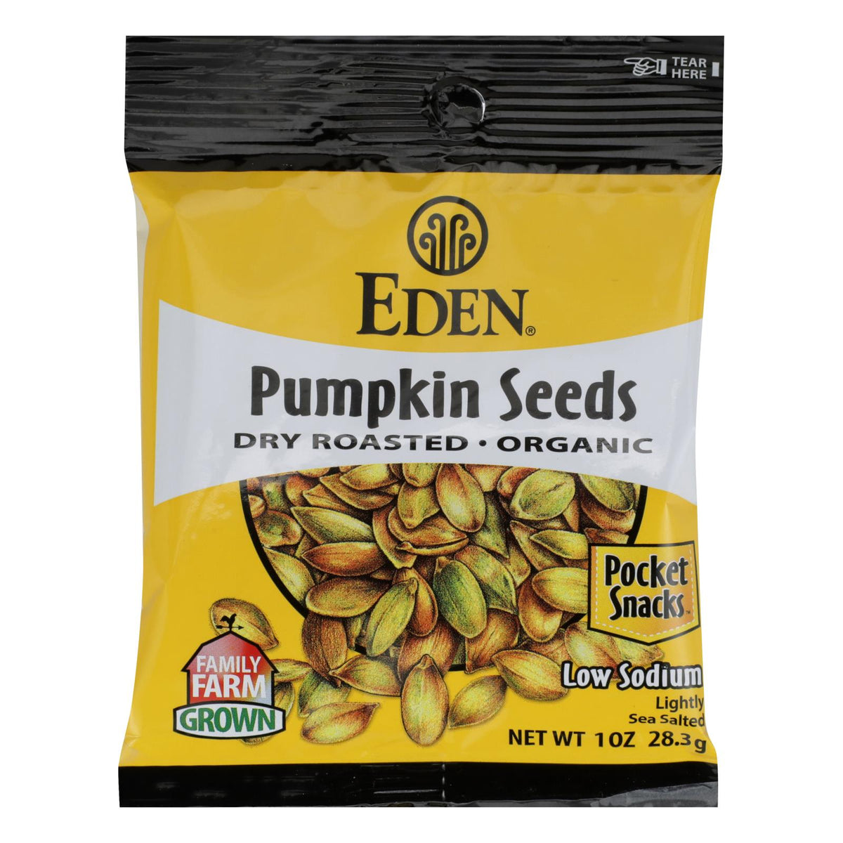 Eden Foods Organic Pocket Snacks Dry Roasted & Salted Pumpkin Seeds, 1 oz (Case of 12)