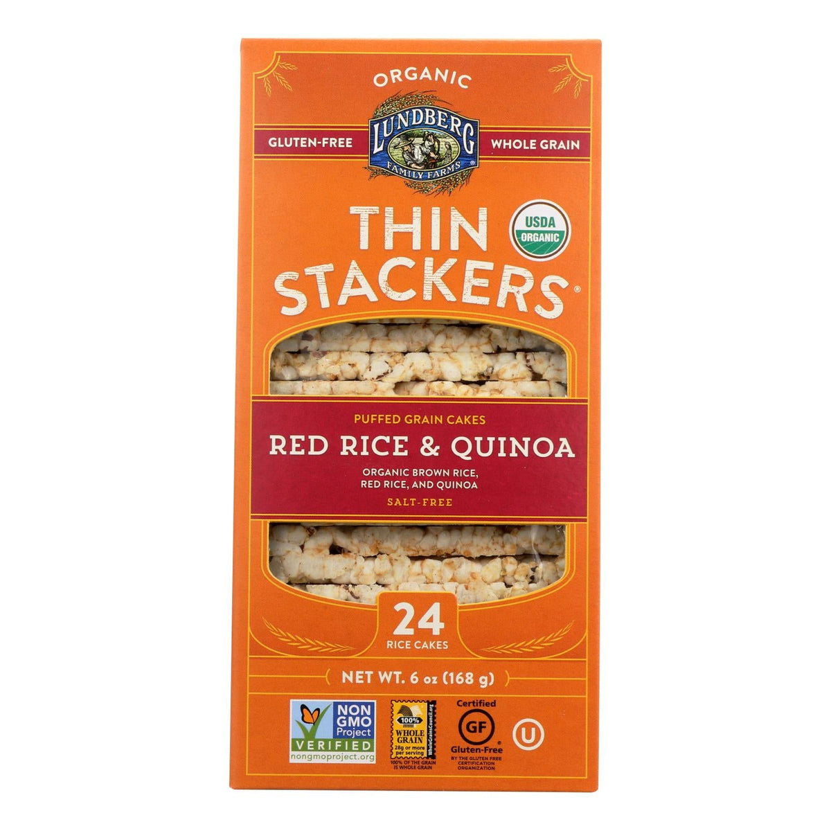 Lundberg Family Farms Red Quinoa Rice Cake Thins, 6 oz (Case of 6)
