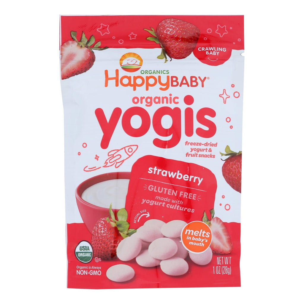 Happy Baby Happy Yogis Organic Superfoods Yogurt and Fruit Snacks Strawberry (Pack of 8 - 1 Oz)
