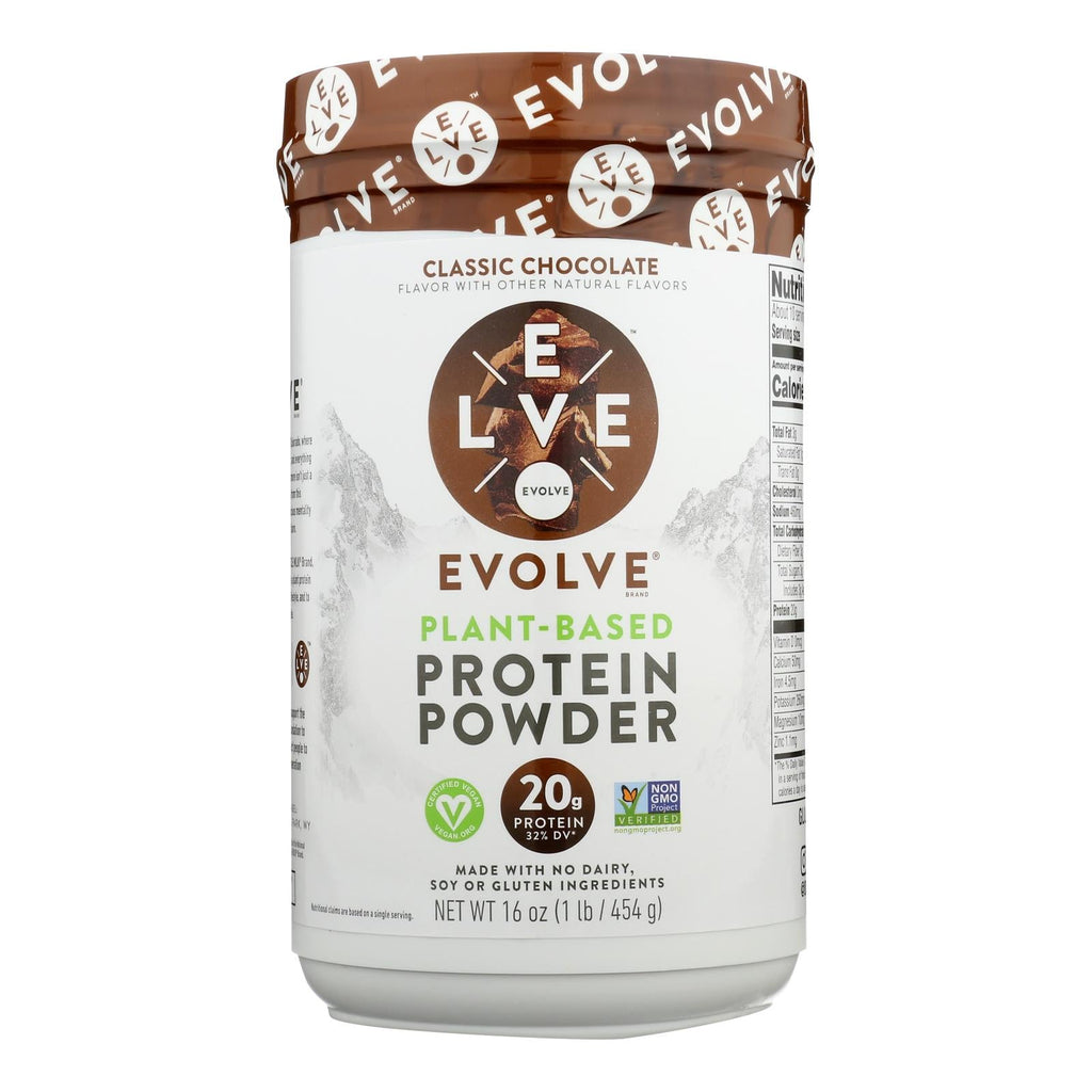 Evolve - Real Plant-Powered Classic Chocolate Flavor Protein Powder - 1 Each - 16 Oz