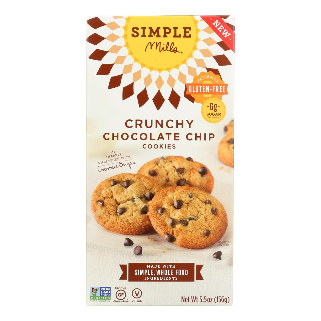 Simple Mills Cookies - Crunchy Chocolate Chip (Pack of 6) - 5.5 Oz.