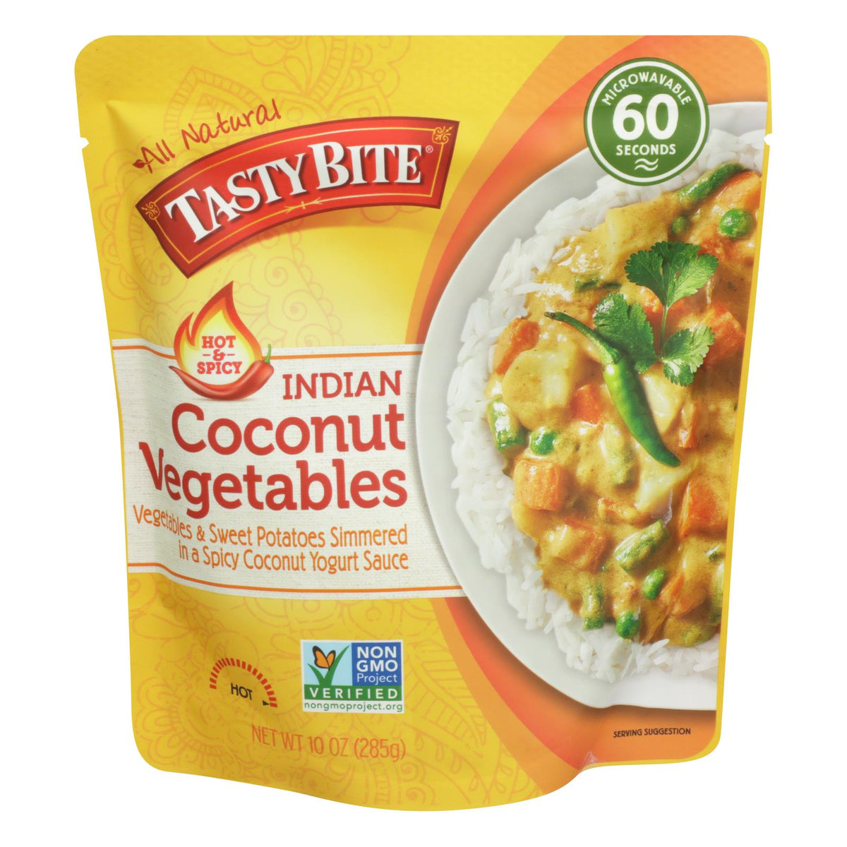 Tasty Bite Hot & Spicy Coconut Vegetables Indian Entree, 10 oz (Case of 6)