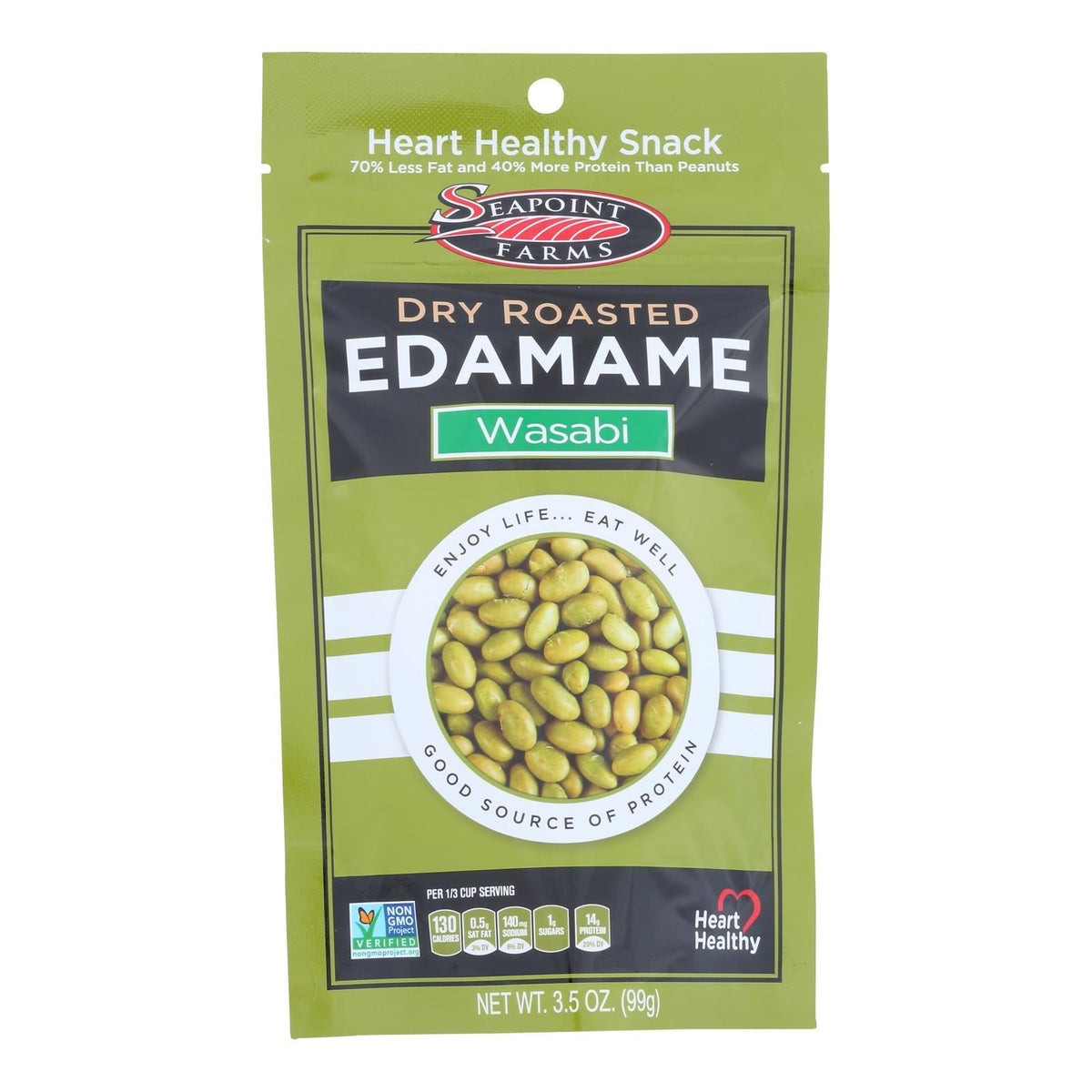Seapoint Farms Spicy Wasabi Dry Roasted Edamame, 3.5 oz (Case of 12)