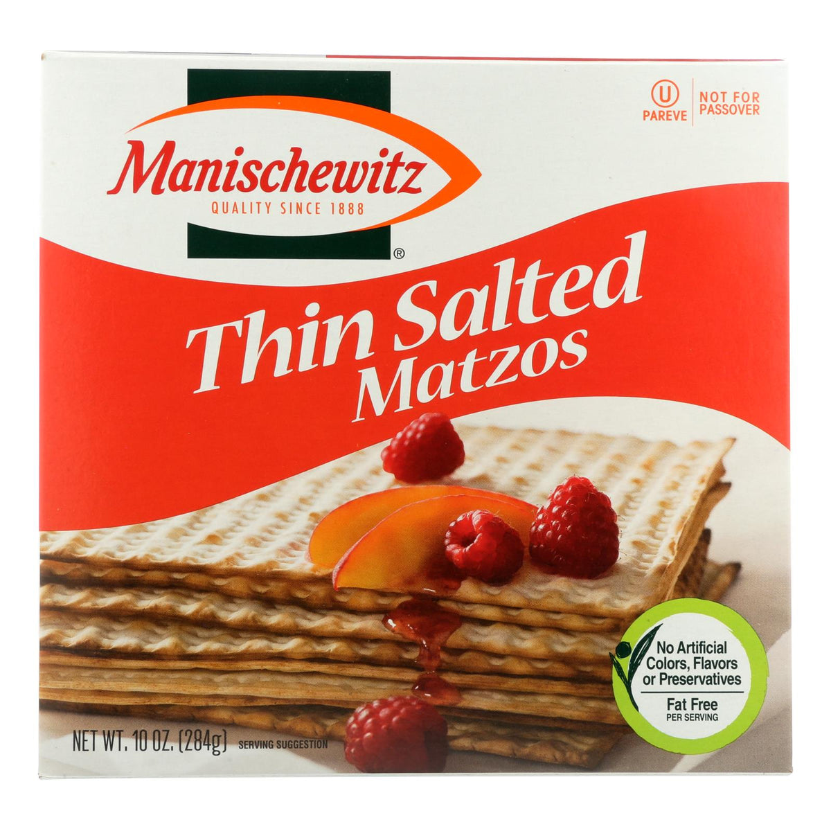 Manischewitz Salted Thin Matzo Crackers, 10 oz (Case of 12)