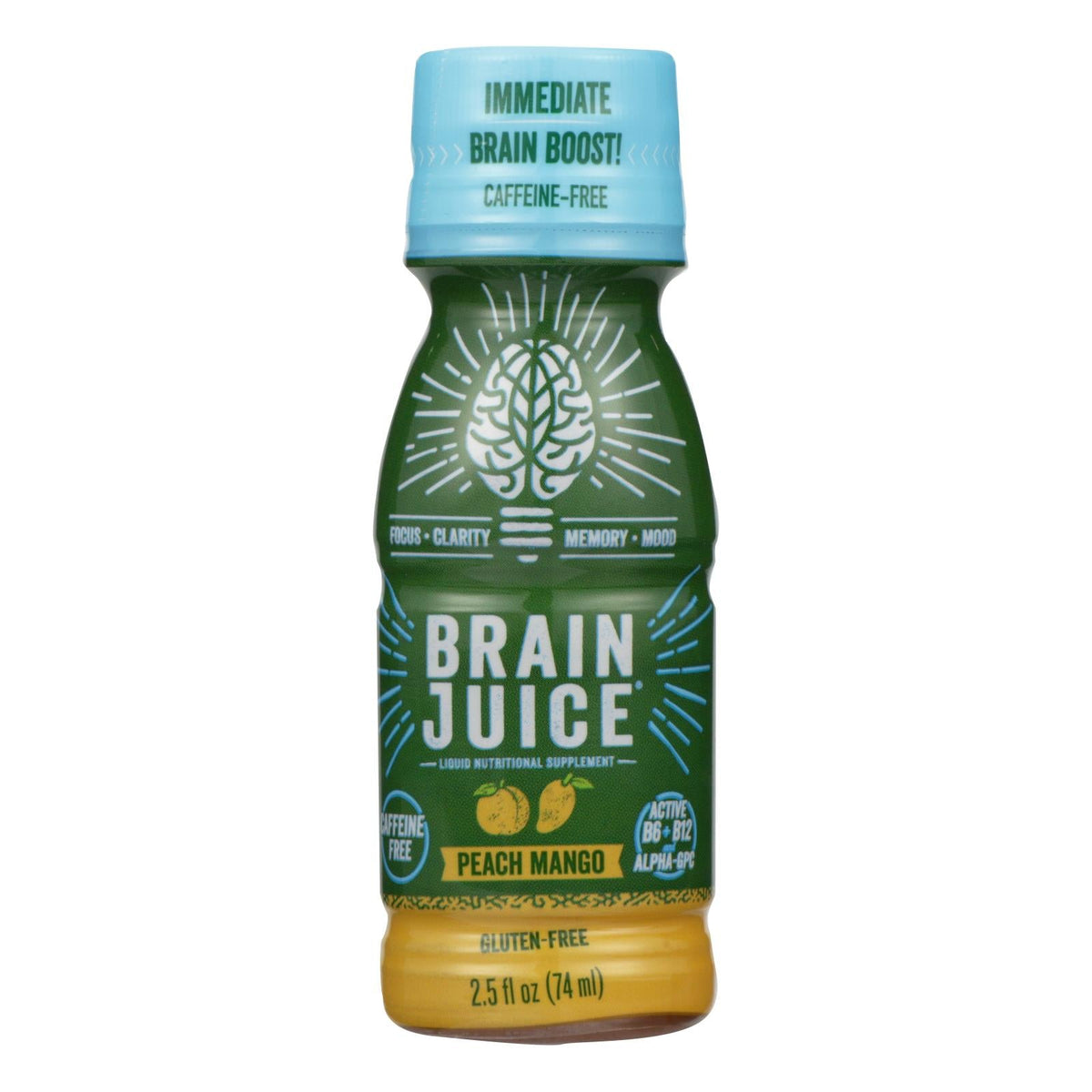 Brain Juice Decaf Peach Mango - 12 Pack - 2.5 Fz - Case of 12