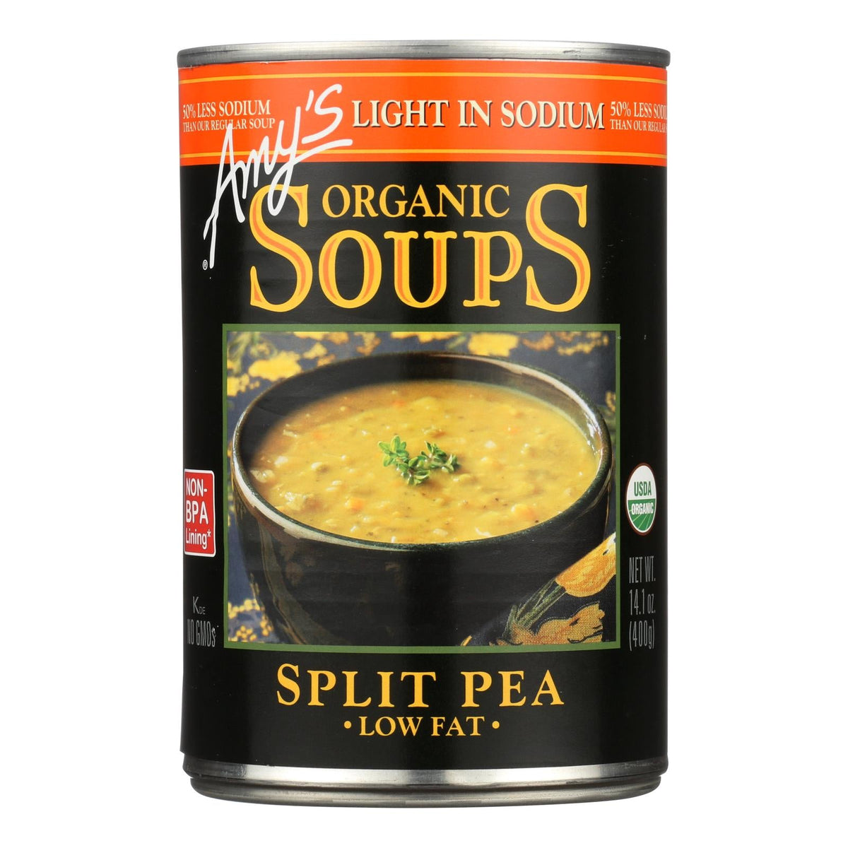 Amy's Organic Low Sodium Split Pea Soup, 14.1 oz (Case of 12)