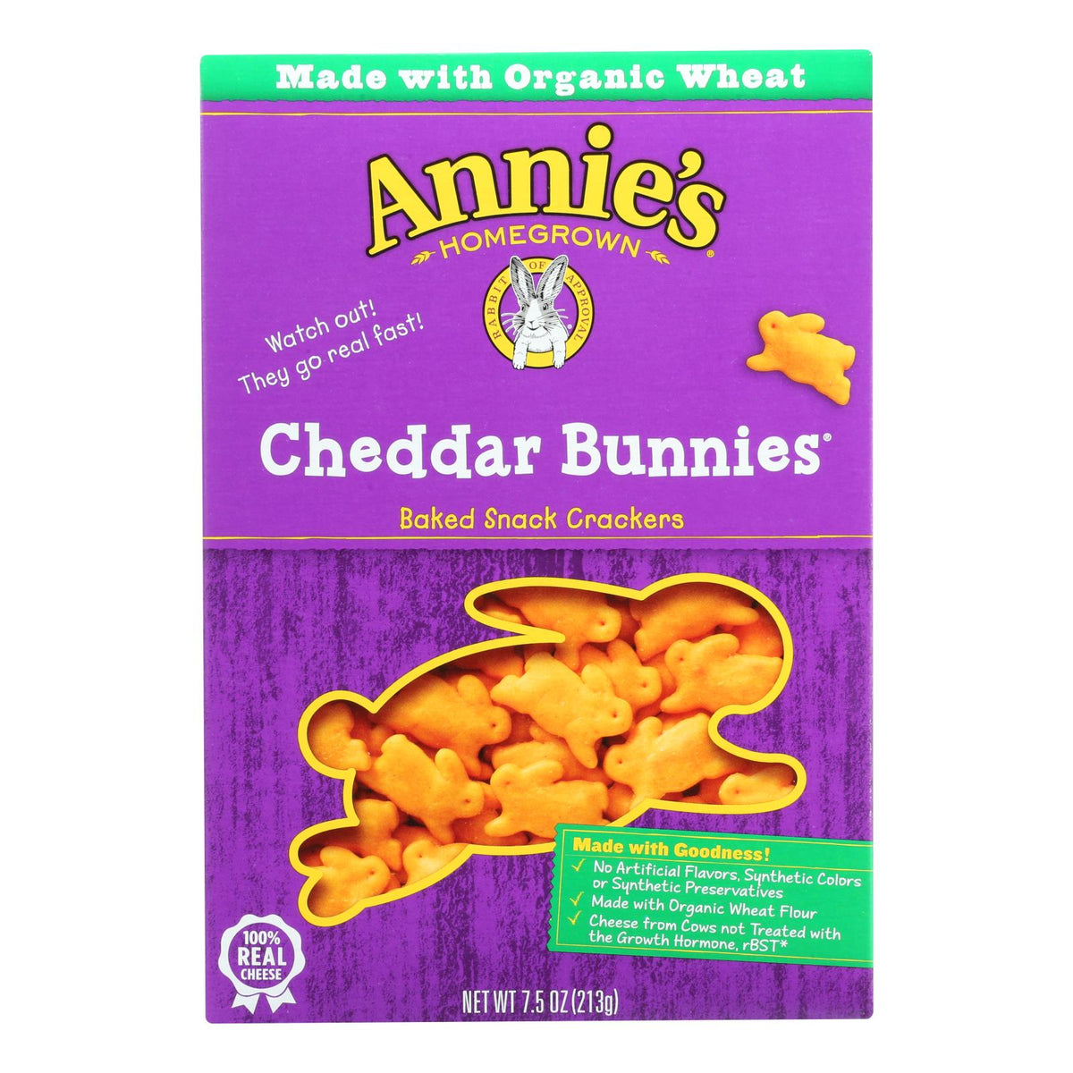 Annie's Cheddar Bunnies Snack Crackers, 7.5 oz (Case of 12)
